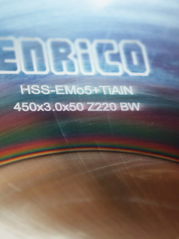 تیغ اره دیسکی آبصابونی چدن بر انریکو ENRICO 450*3.0*50 Z220 TIALN BW